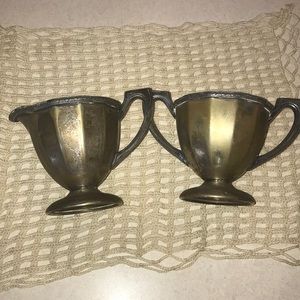 Benedict Vintage Silver Plated Set Metal Creamer and Sugar Cup